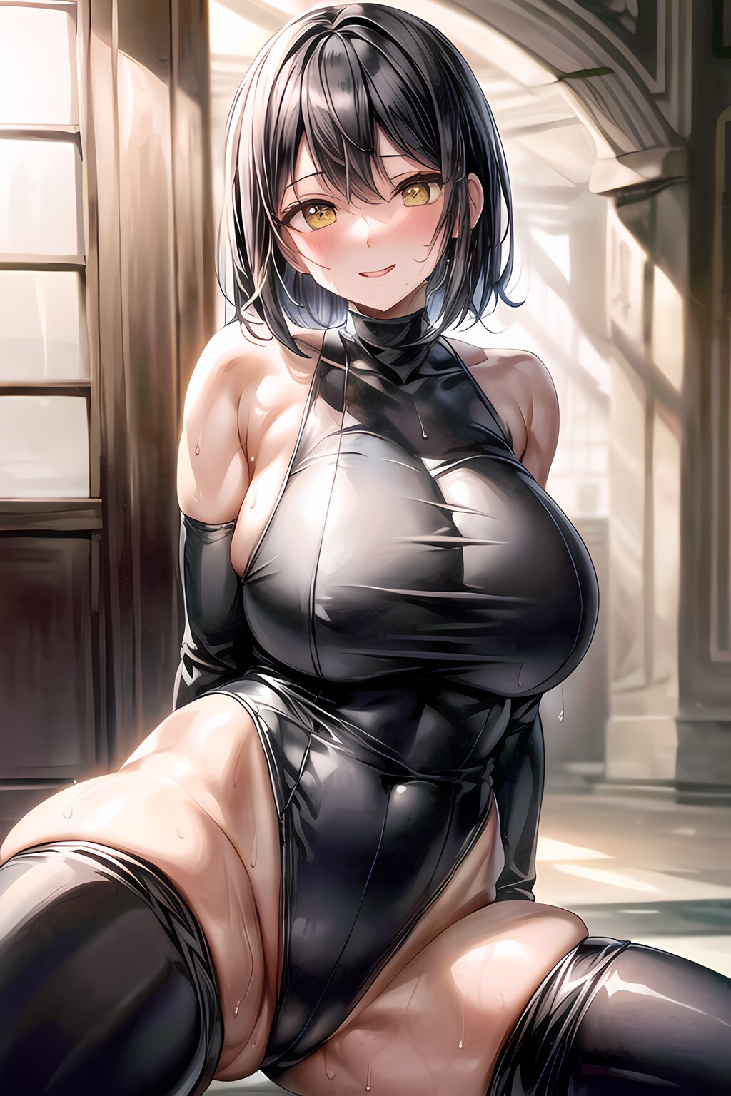 ハイレグレオタード女性集（黒髪ショートボブ編・その２）