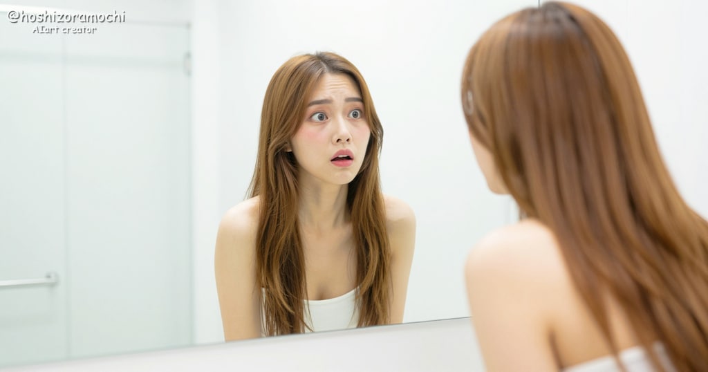 鏡を見てびっくり😧 なんでこんなに…？