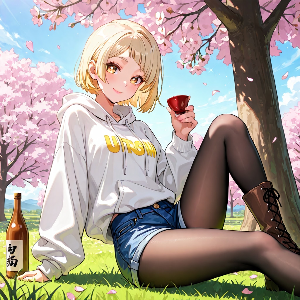 お花見で酒盛り | の人気AIイラスト・グラビア