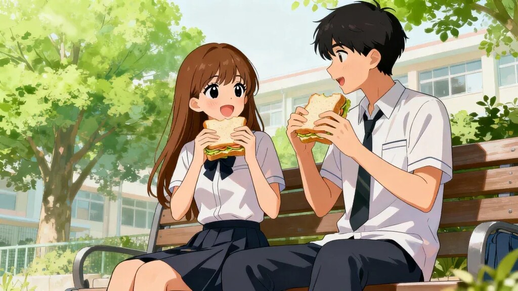 学校での昼休みの昼食の様子