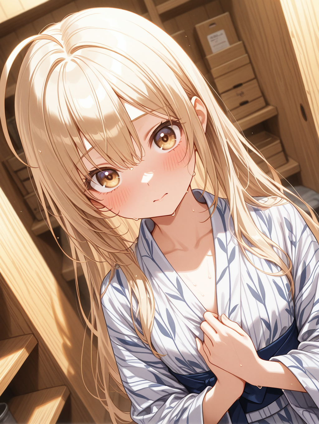 うちの子かなちゃん 温泉上がりに髪を乾かしている〇〇ちゃんシリーズ