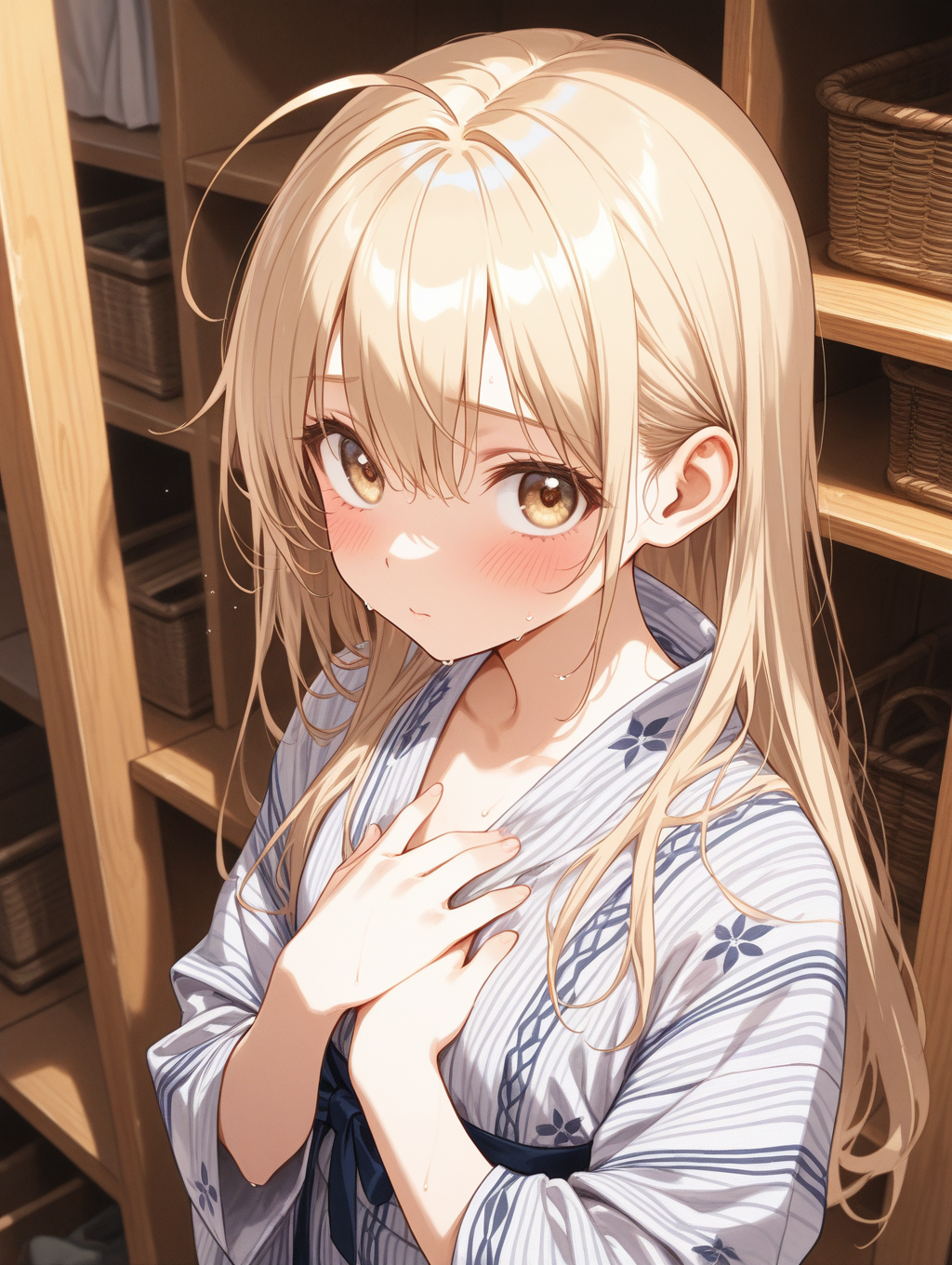 うちの子かなちゃん 温泉上がりに髪を乾かしている〇〇ちゃんシリーズ | の人気AIイラスト・グラビア