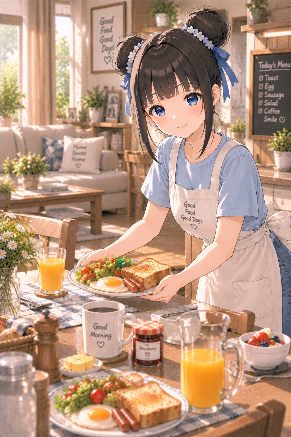 おだんごちゃん🍡✨と朝ごはん🍚✨　9/27 | の人気AIイラスト・グラビア