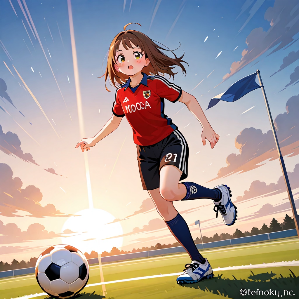 夕暮れの中のサッカー
