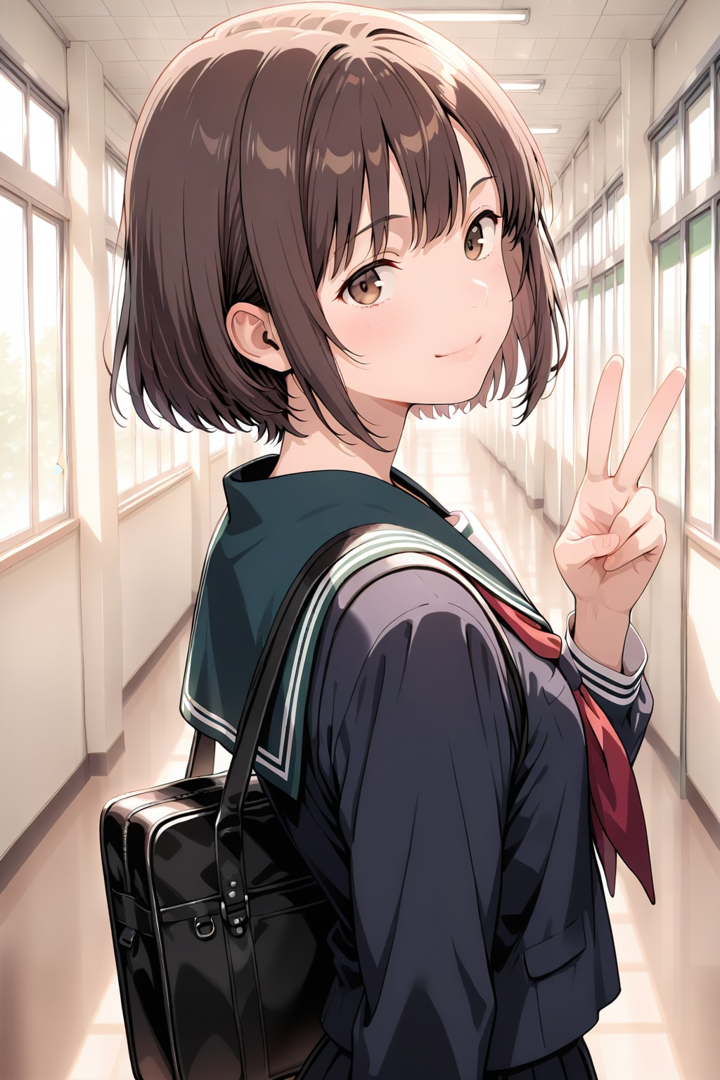 振り向きざまのピース