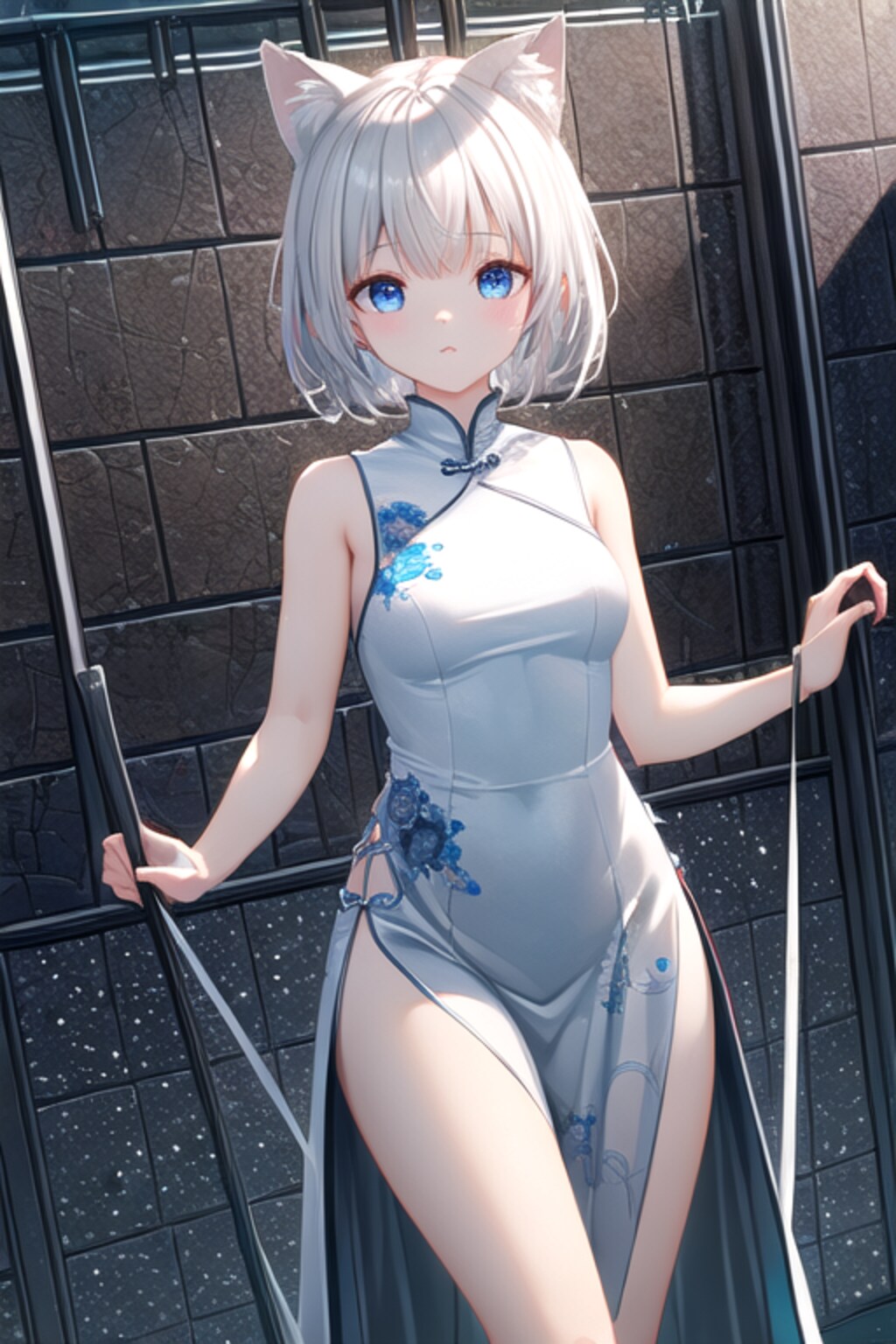 チャイナドレスの白猫娘 其の四