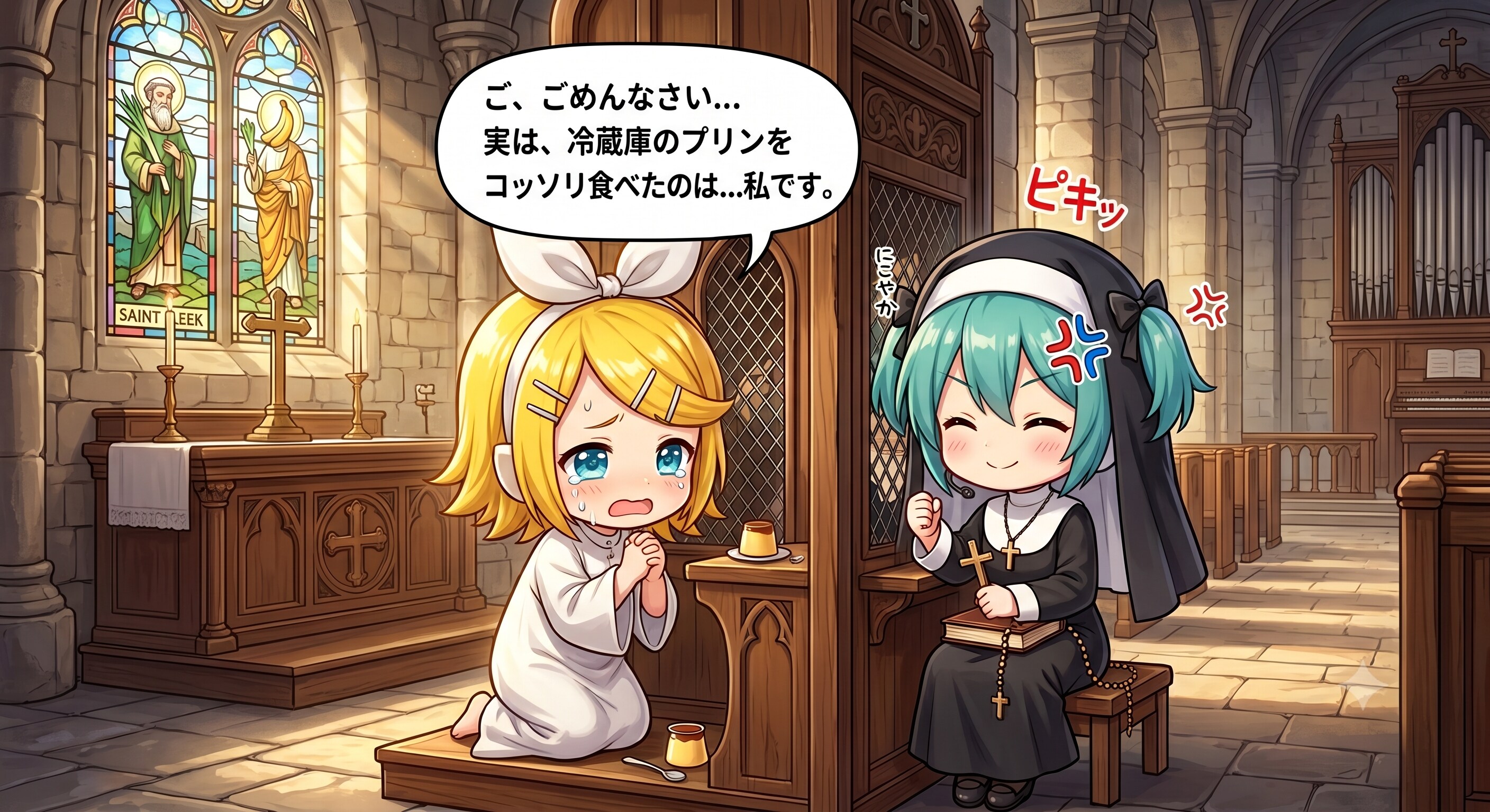 怒れるシスターミクさんと震える迷羊リンさん