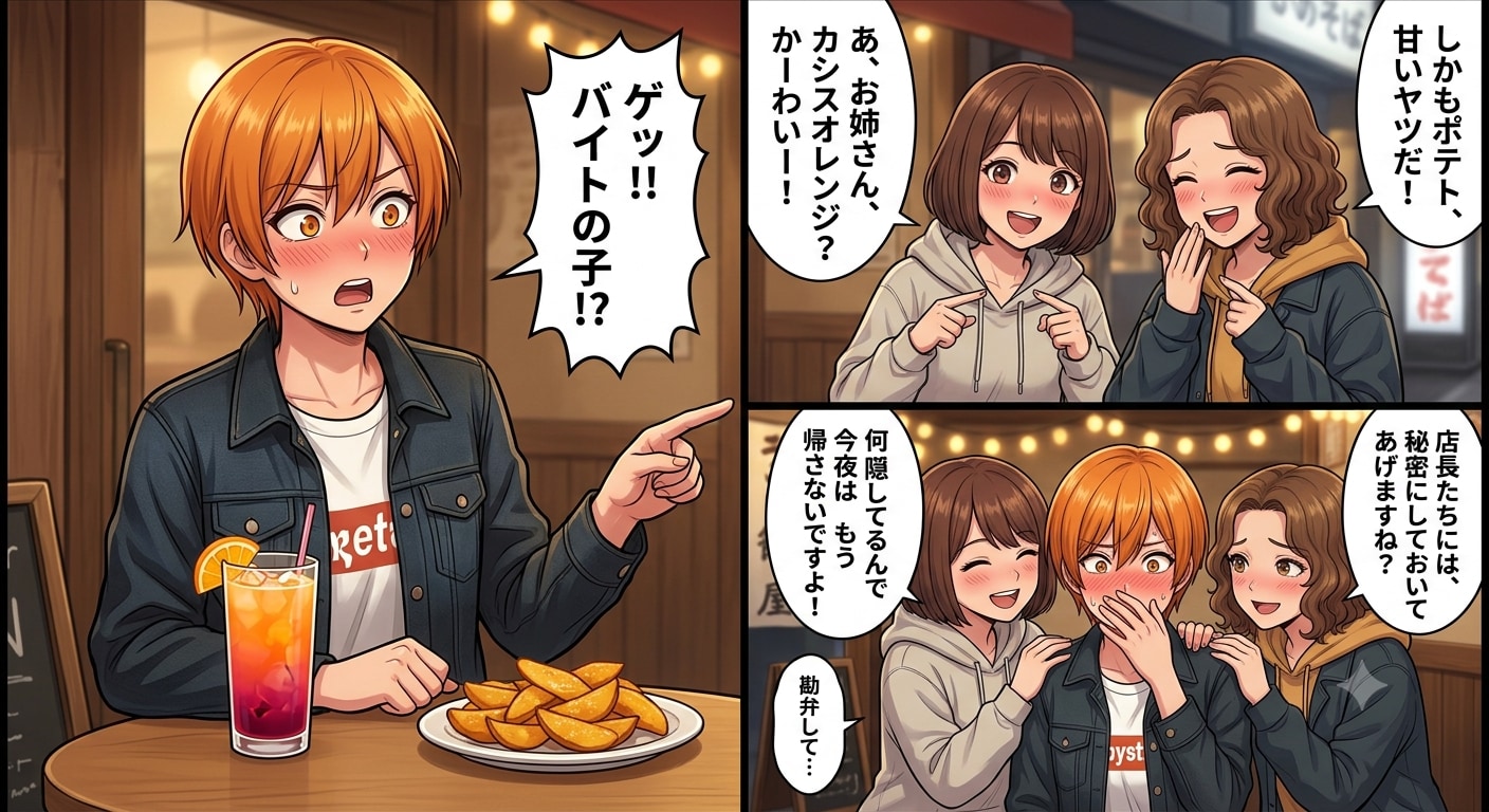カシスオレンジとハニーバターポテト