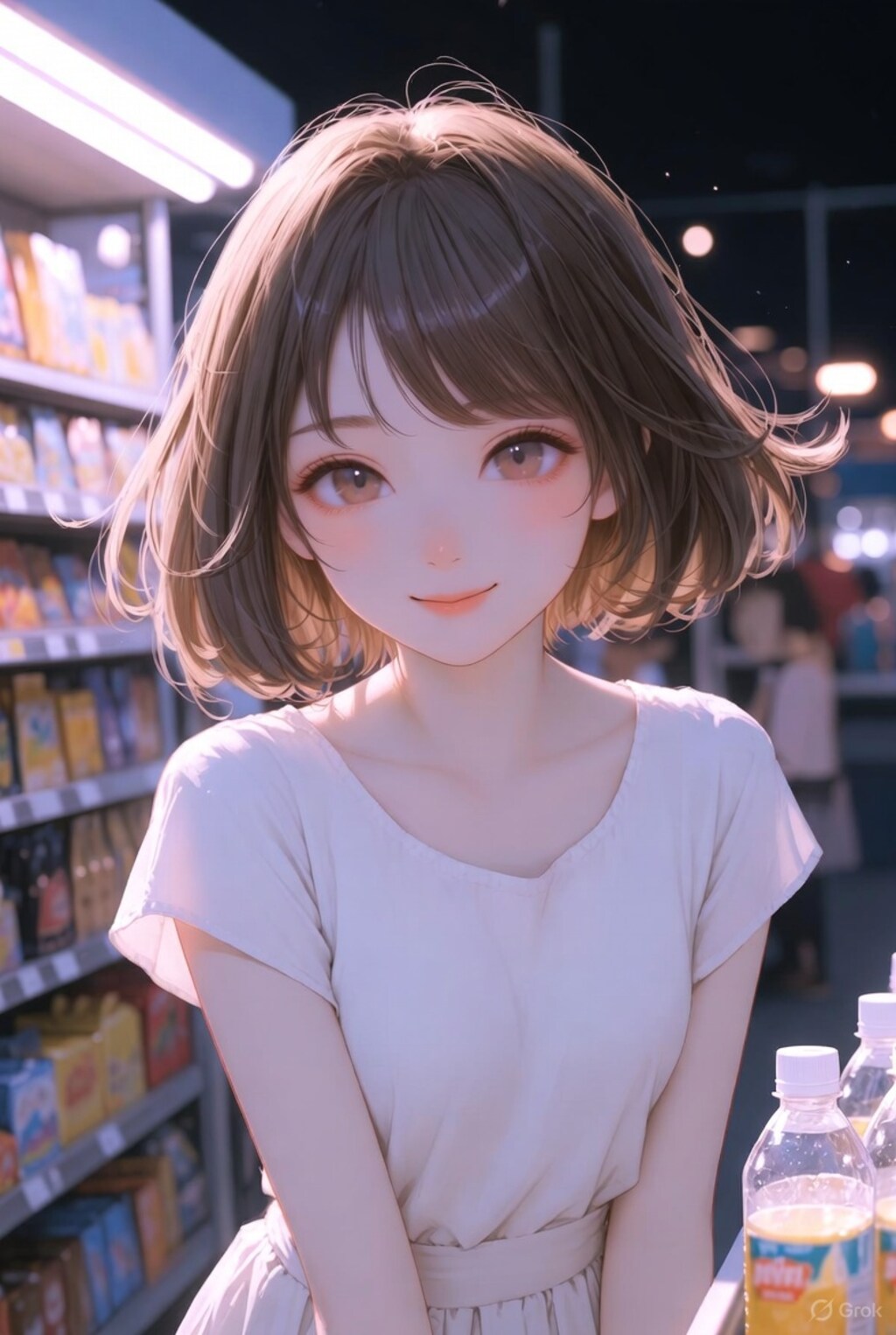 茶髪ボブでブラウスの少女