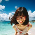 眼鏡女子 楓の砂浜 3枚目