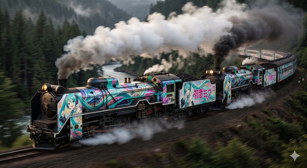 SL重連ミク列車