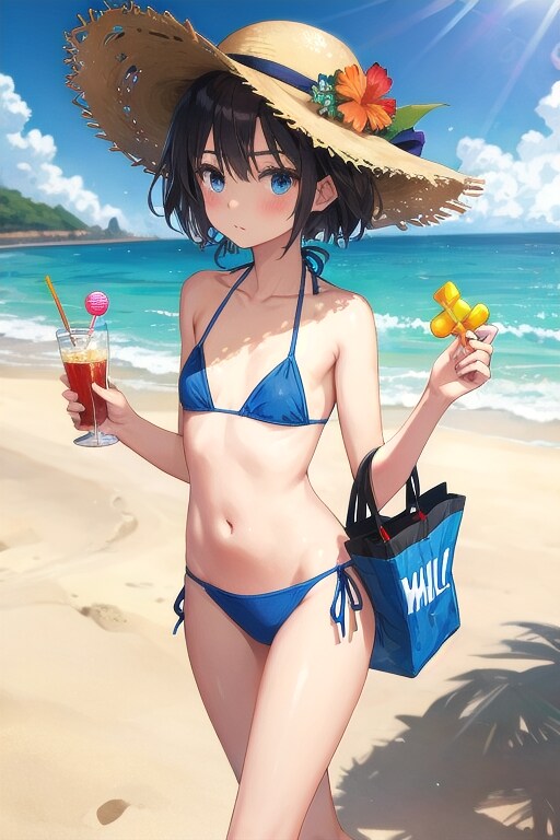 砂浜を歩く少女