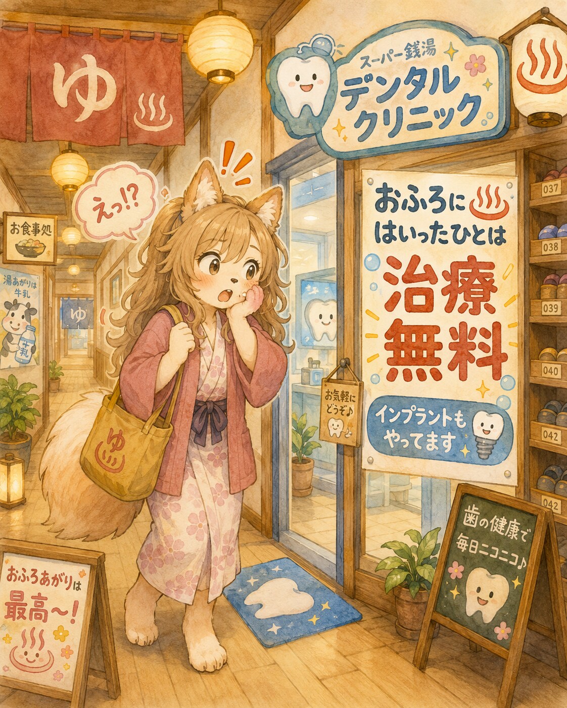 スーパー銭湯に歯医者さんがあったりする