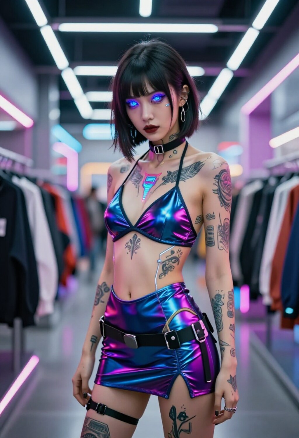 futuristic hacker girl