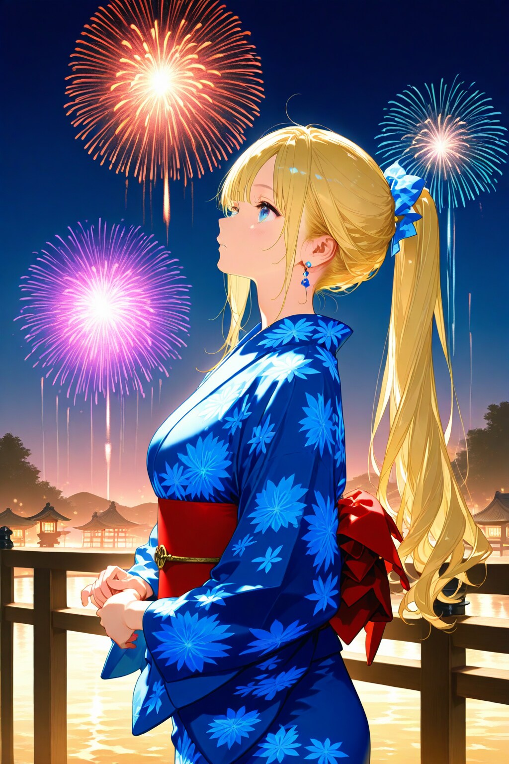 古都と花火と少女と | の人気AIイラスト・グラビア