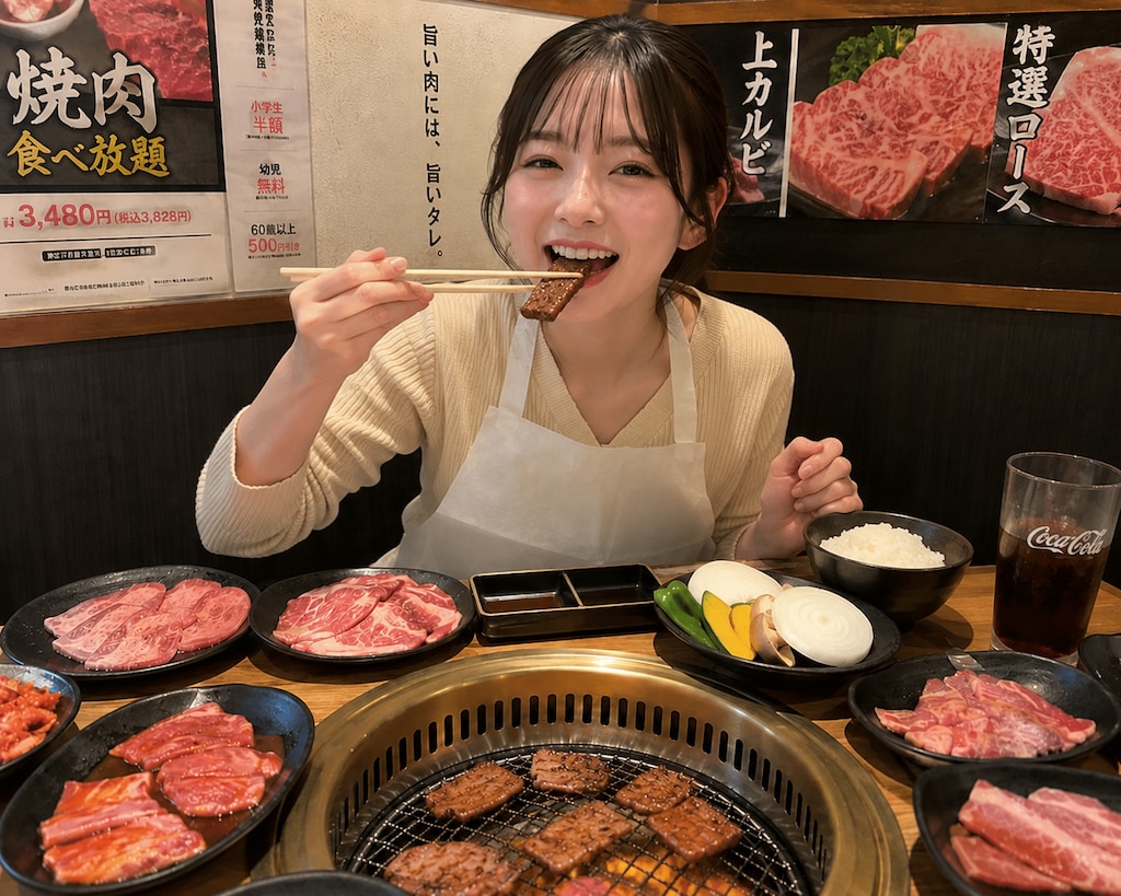 焼肉を楽しむ女の子