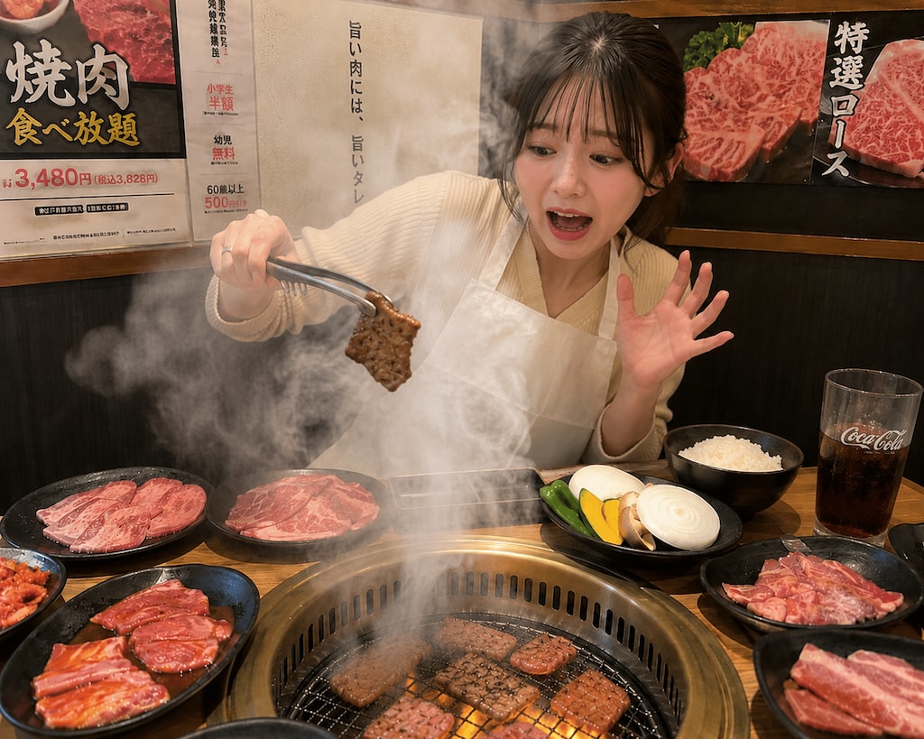 焼肉を楽しむ女の子