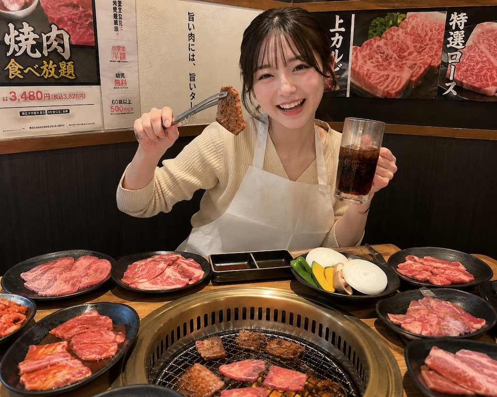 焼肉を楽しむ女の子