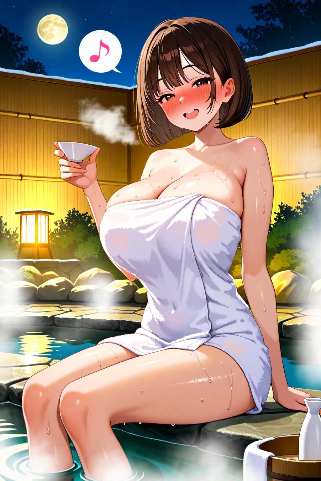 露天風呂とアキちゃん