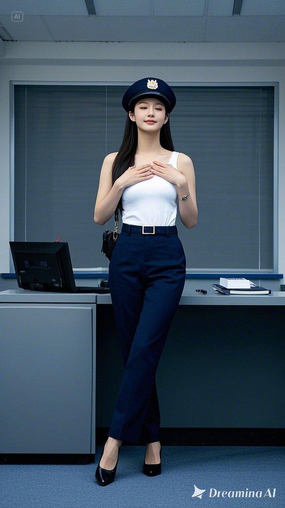 リアルかっこかわいい婦警のロマンティックな憩い