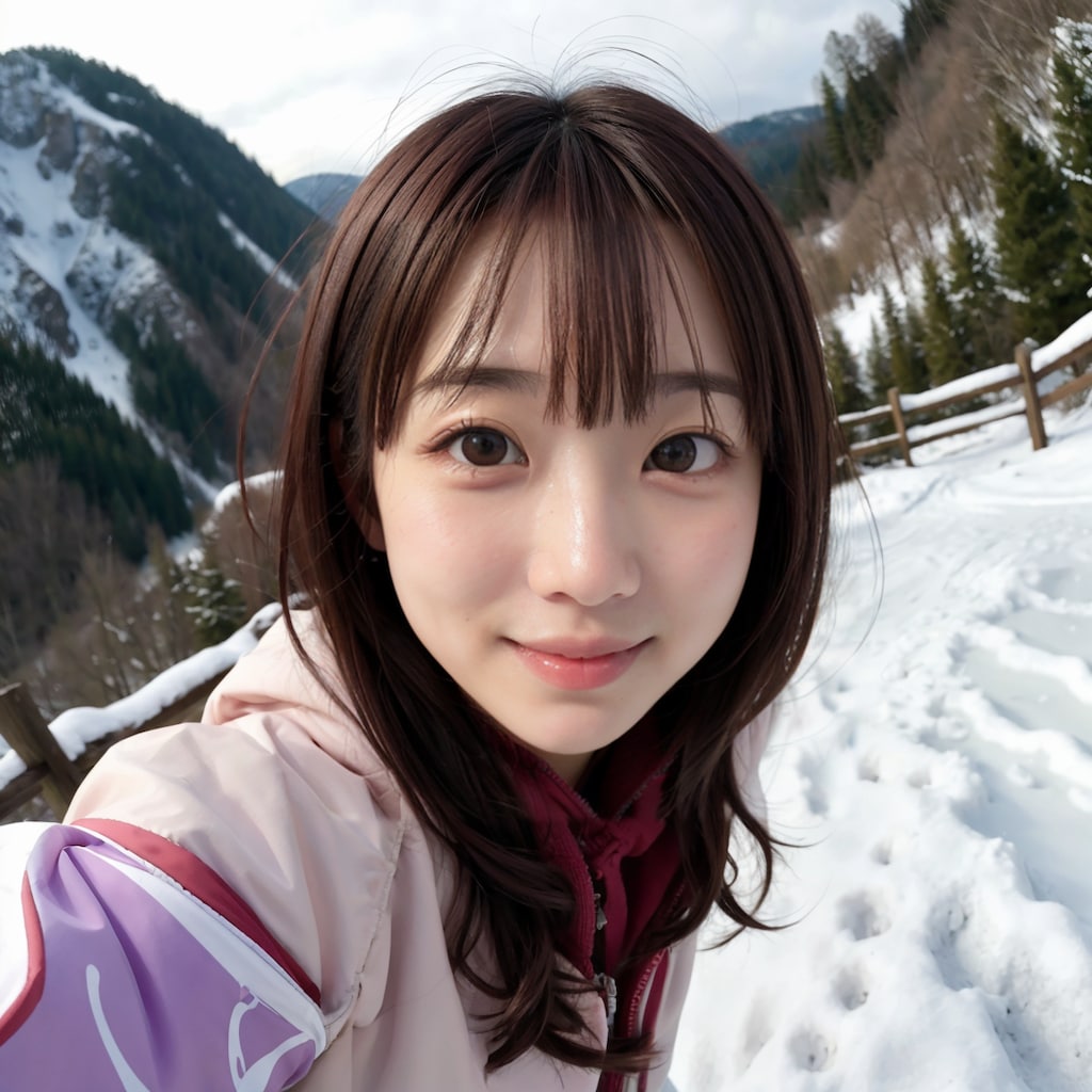 雪の自撮り魚眼レンズ No.1