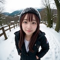雪の自撮り魚眼レンズ No.1 3枚目