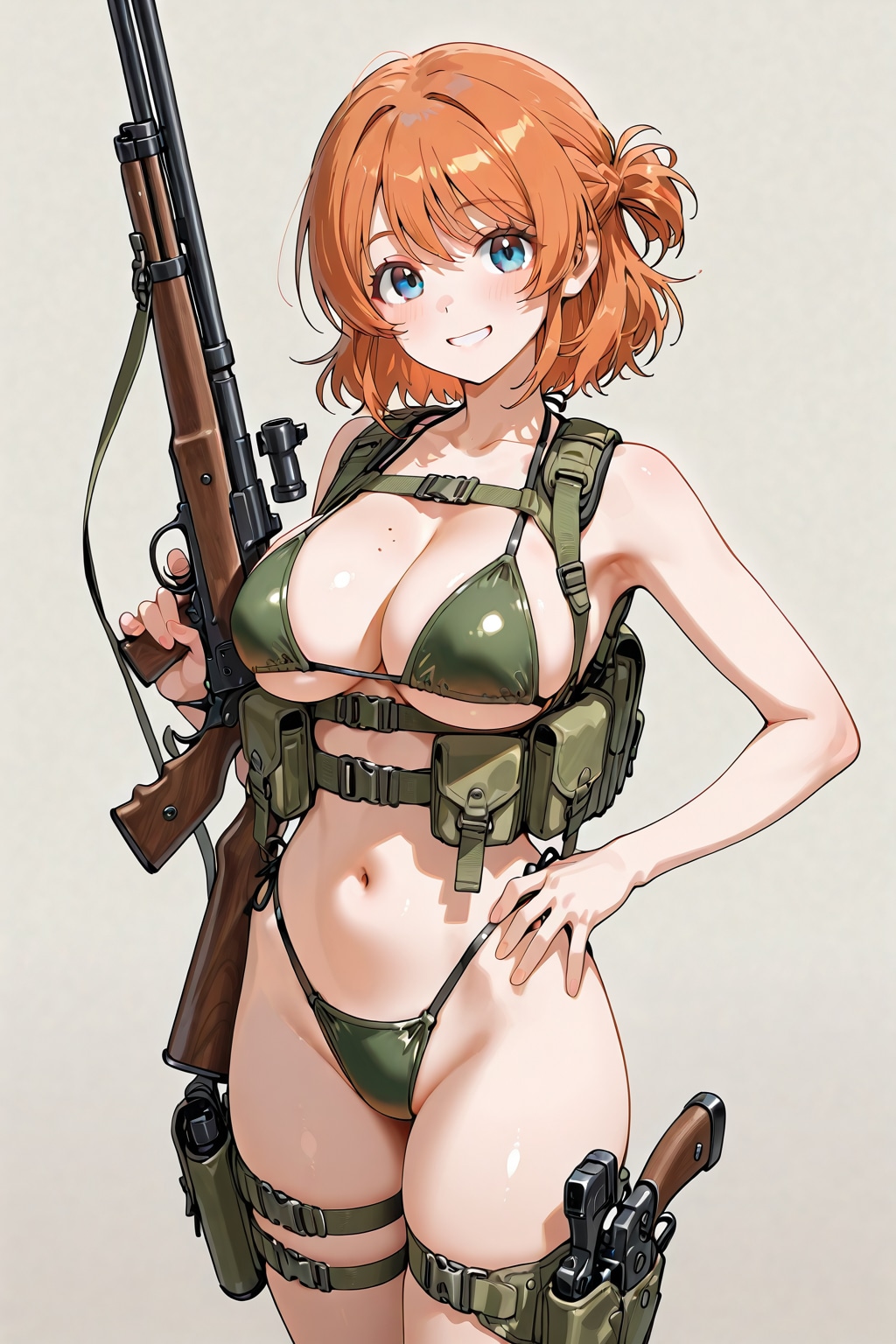 水着少女と銃