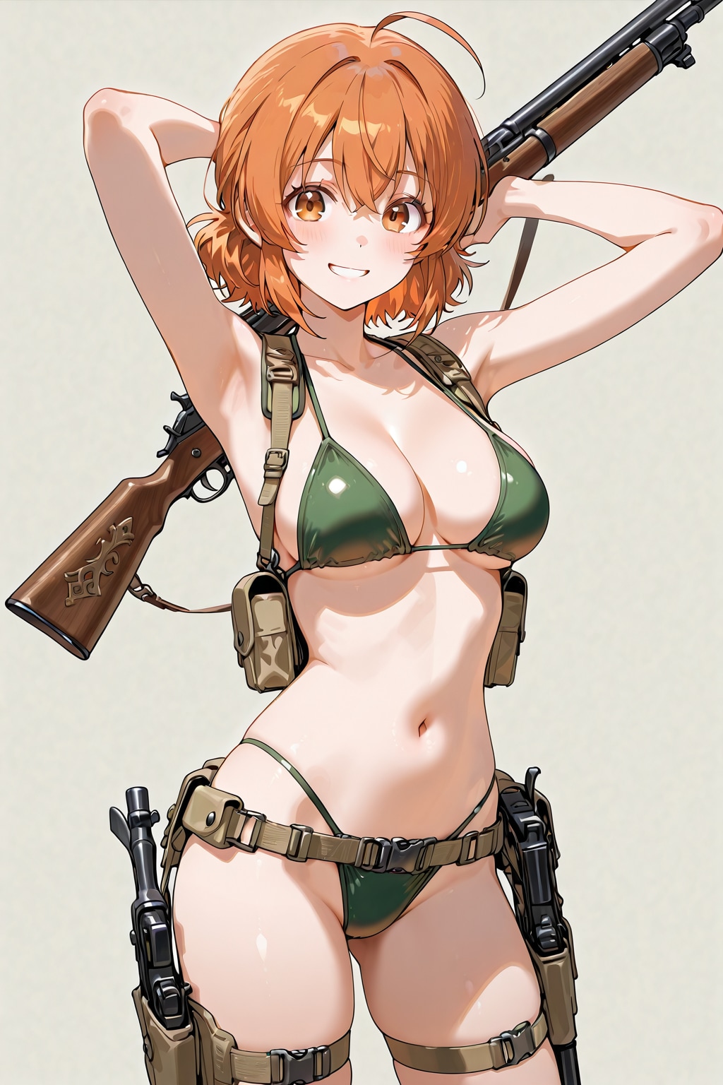 水着少女と銃