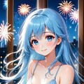 部屋の窓から見るキミと花火 3枚目