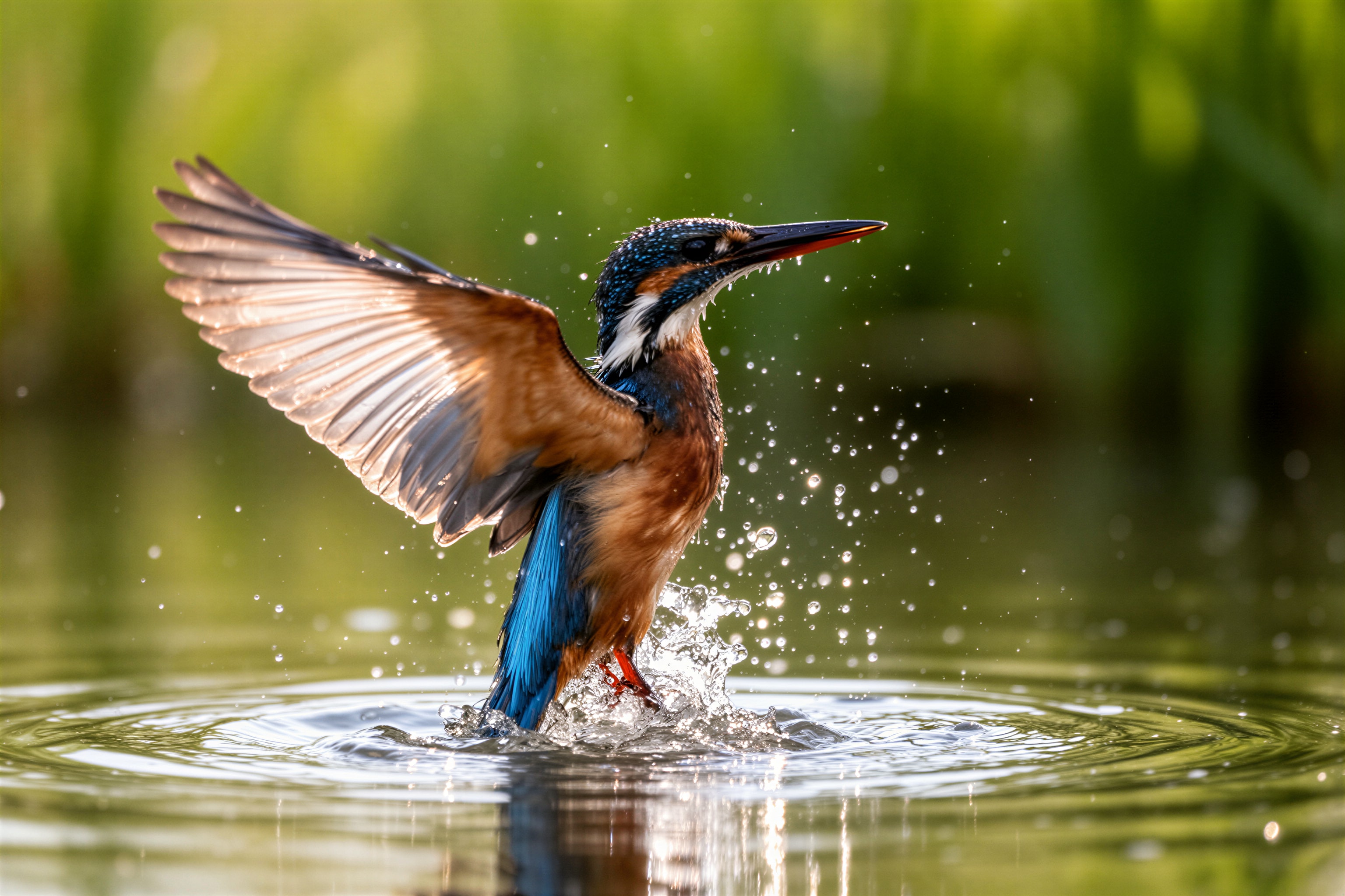 水辺から飛び立つカワセミ | の人気AIイラスト・グラビア