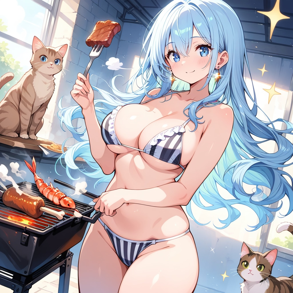 刑務所の厨房で勝手にBBQする、あい。