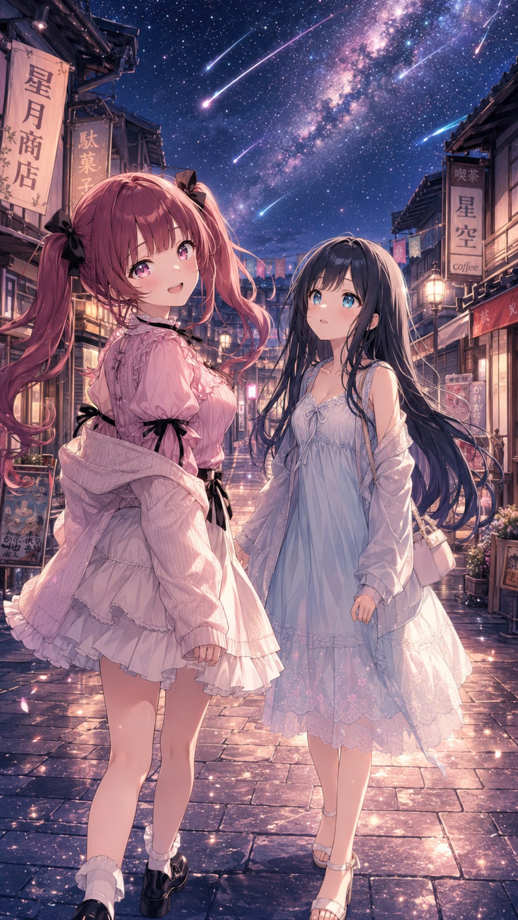 【街×幻想シリーズ】夜の商店街の空に降り注ぐ星【2/4】