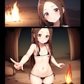 かわいさと冒険の融合！からかい上手の高木さんと女子高生のキャンプでの素敵な焚火とマイクロビキニ 3枚目