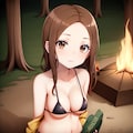 かわいさと冒険の融合！からかい上手の高木さんと女子高生のキャンプでの素敵な焚火とマイクロビキニ 2枚目