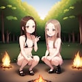 かわいさと冒険の融合！からかい上手の高木さんと女子高生のキャンプでの素敵な焚火とマイクロビキニ 8枚目