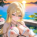 金髪三つ編みちゃん　網ビキニ　挿入 5枚目