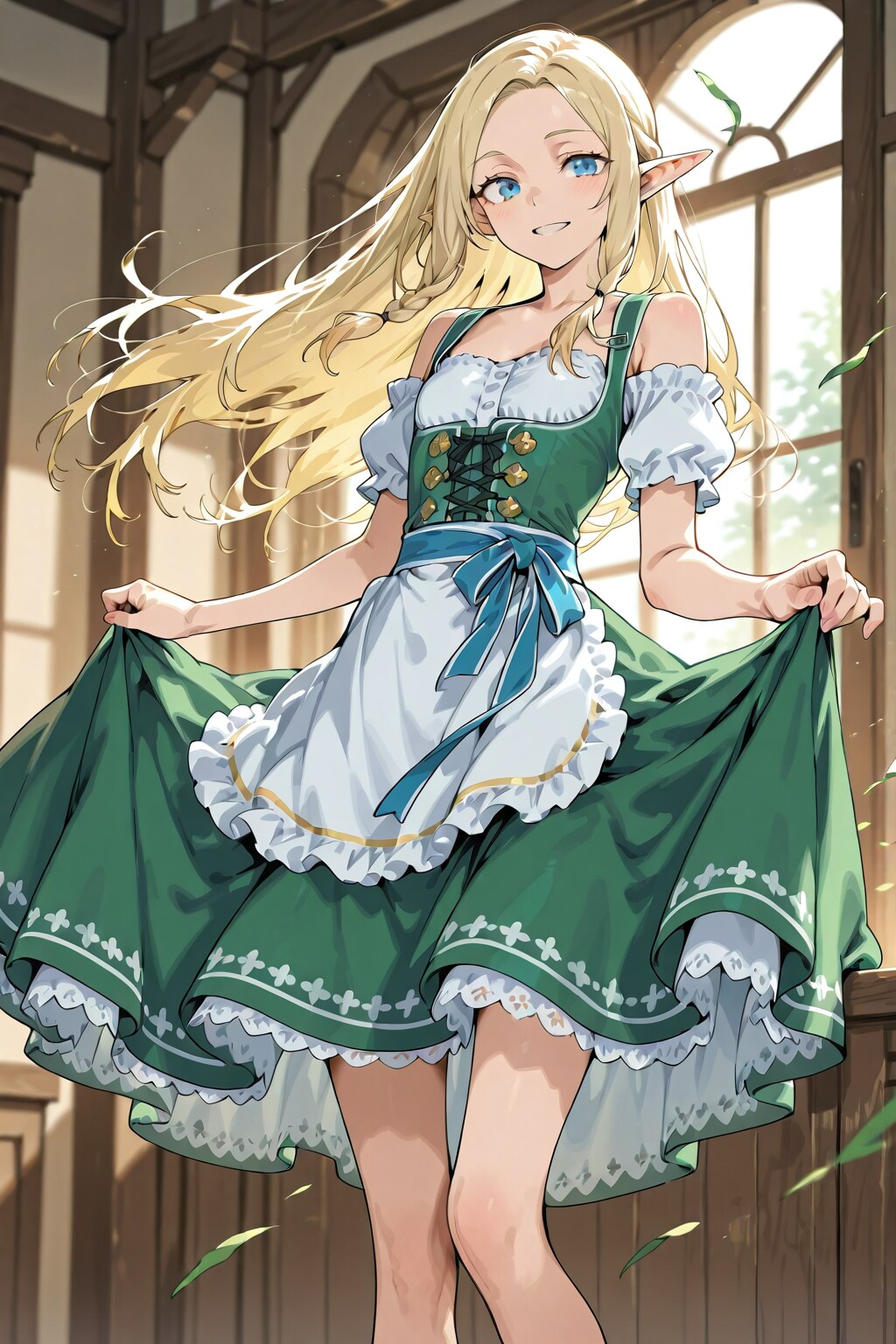 【ユーザー主催企画】ディアンドル衣装で踊るエルフ族の美少女 | の人気AIイラスト・グラビア