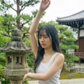 お寺でヨガポーズ 3枚目