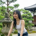 お寺でヨガポーズ 4枚目