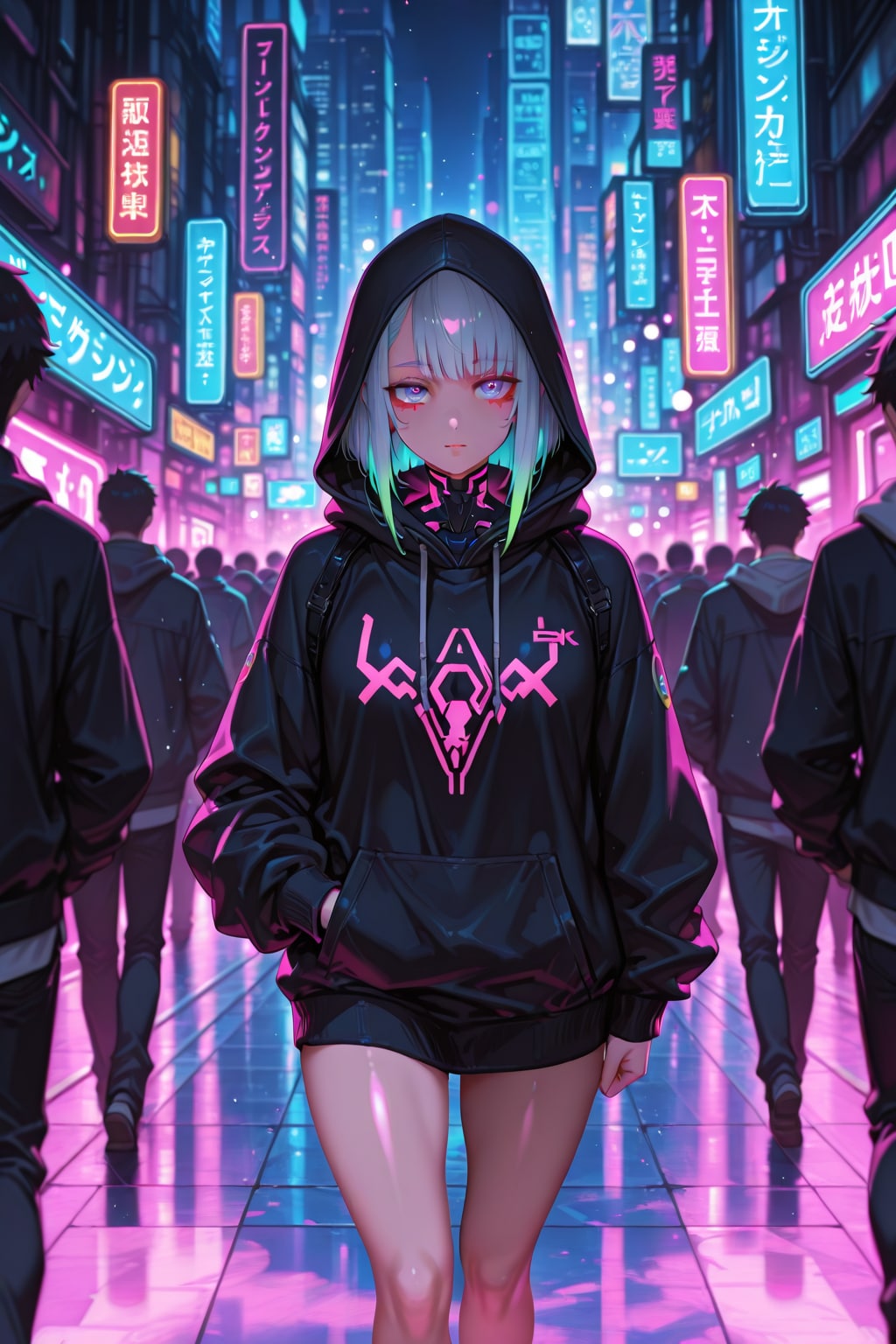 ネオンの街を歩く | の人気AIイラスト・グラビア