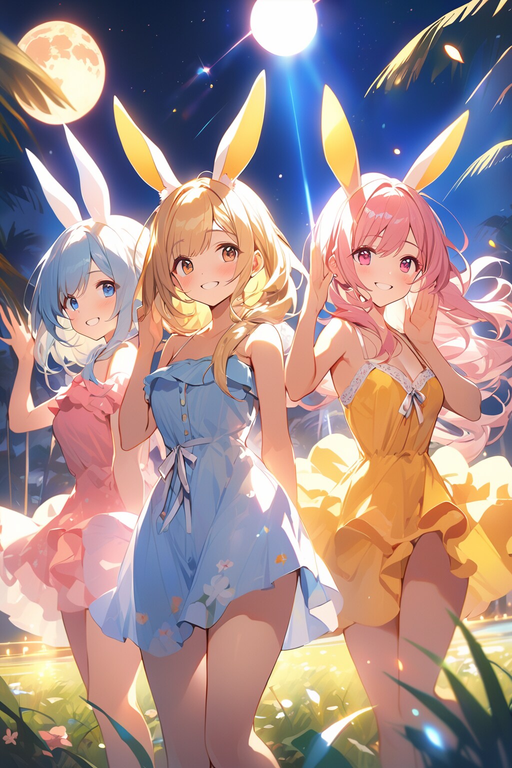 月下のうさ耳娘達 | の人気AIイラスト・グラビア