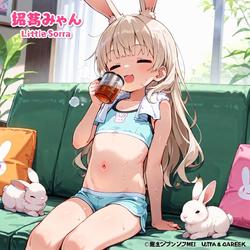 ぺたんこのうさ耳へそちゃんが雨の中ビニール傘をさしながらお茶を沸かしたった件！