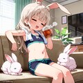 ぺたんこのうさ耳へそちゃんが雨の中ビニール傘をさしながらお茶を沸かしたった件！ 4枚目
