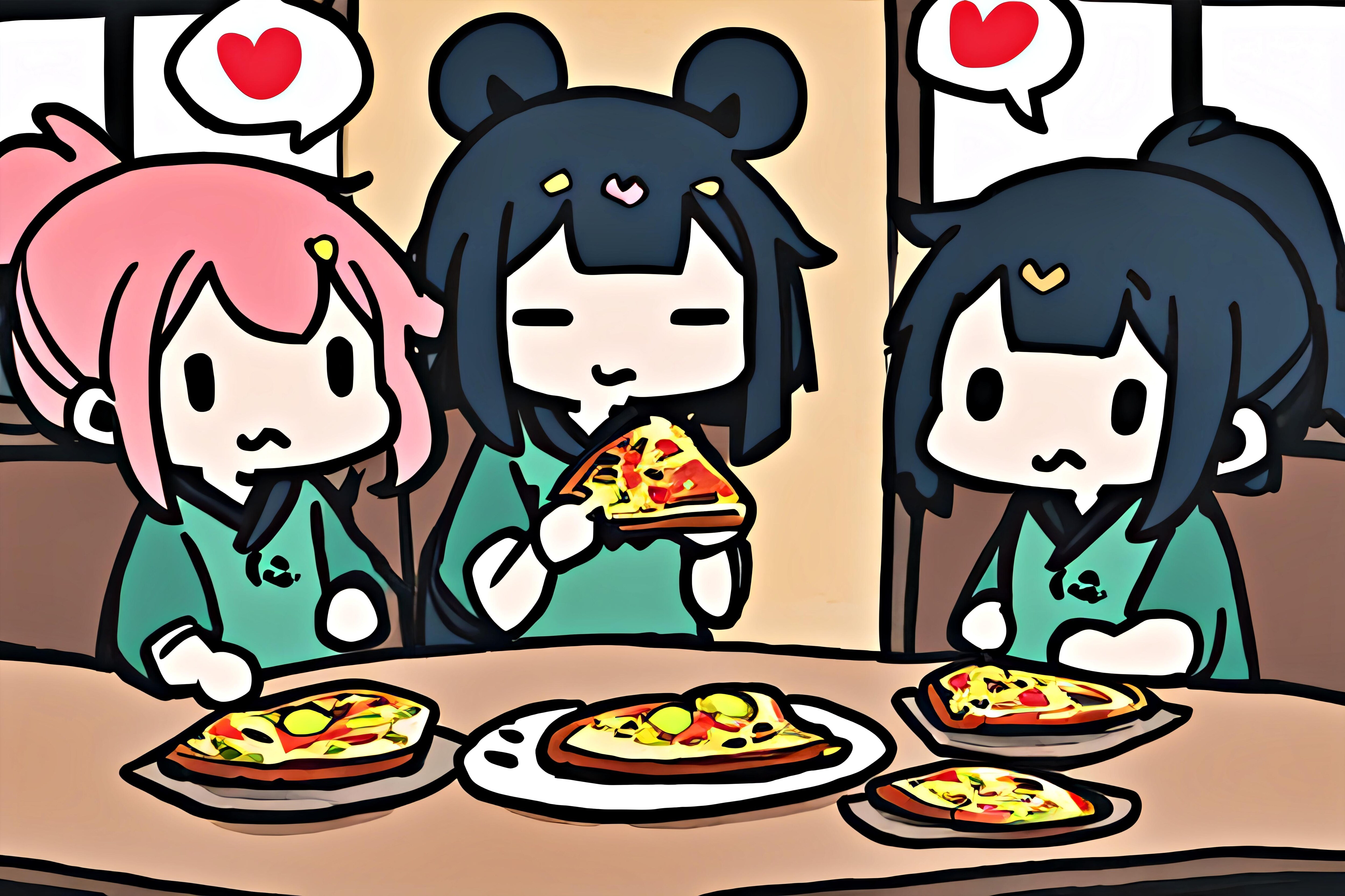 「みんなで🍕」smol world_15