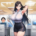 露出度高めの服装でオフィス内で注目を浴びる眼鏡美女 2枚目