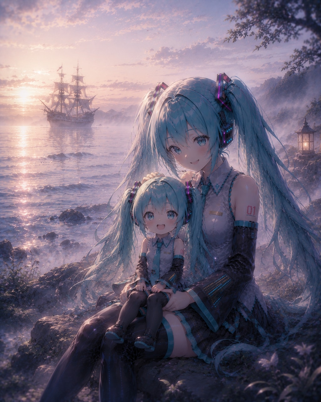 朝霧の海とミク姉妹
