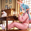 10枚）寝ぼけながらパンを食べるウサギ娘 6枚目