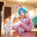 10枚）寝ぼけながらパンを食べるウサギ娘 10枚目