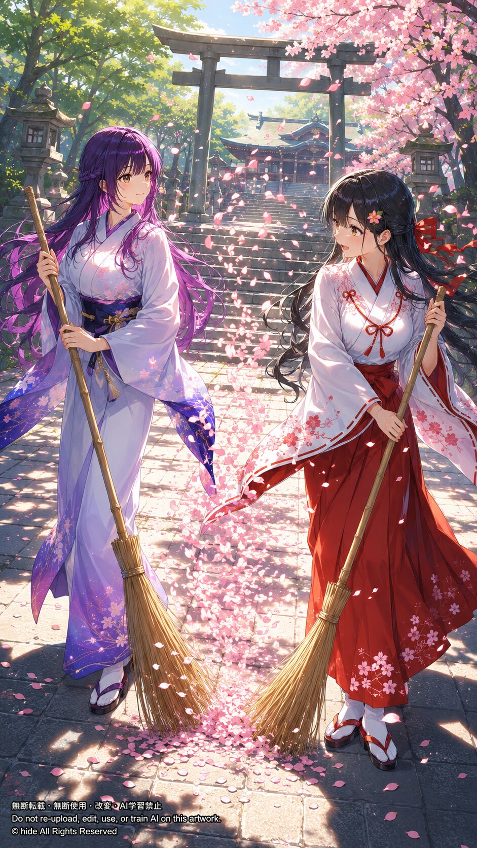 神楽さんとセオリツヒメさん、桜の参道で | の人気AIイラスト・グラビア