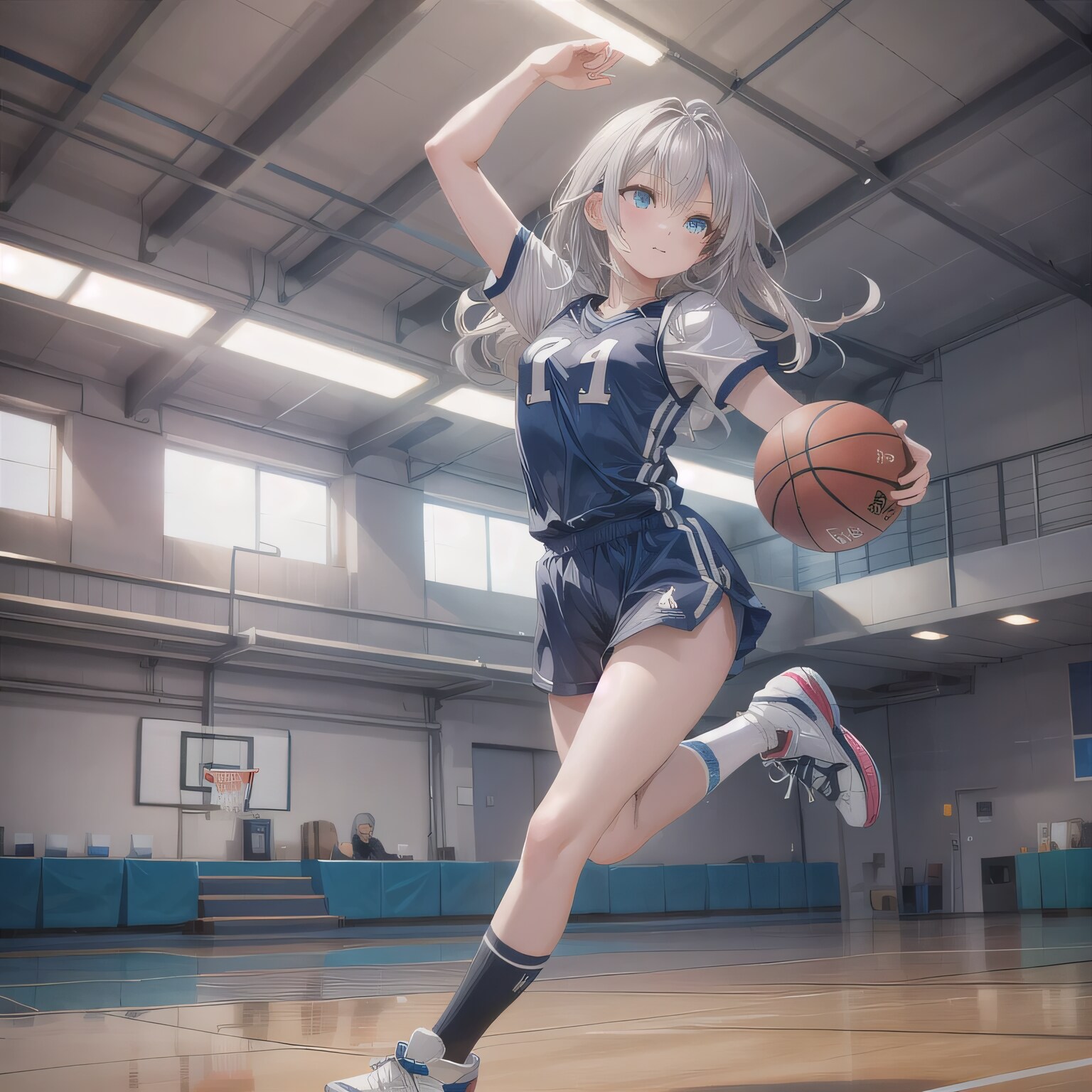 灰髪ロングでユニフォームの少女４ | の人気AIイラスト・グラビア